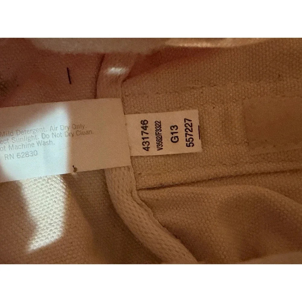 Lands' End‎ Canvas Boat Tote Pink Natural Monogram MHC Medium Open Top